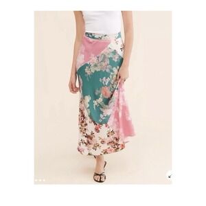 Kachel X Anthropologie Mixed Print Slip Skirt Patchwork Boho Women's Sz 24W